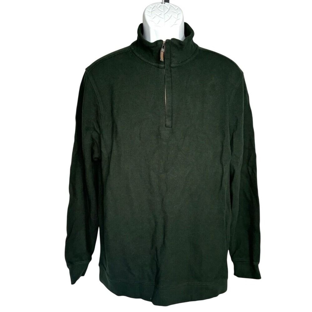 Tasso Elba 1/4 Zip Sweater Sz L Green Classic Preppy Cabincore Normcore Dadcore